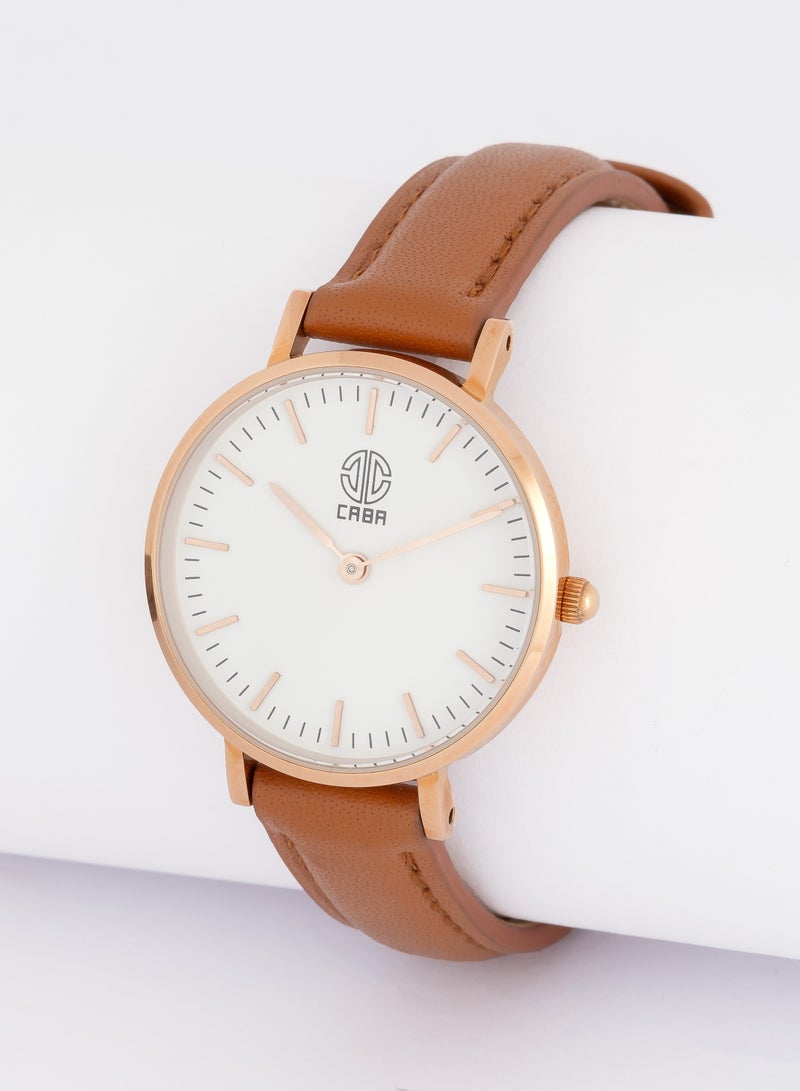 CABA Women's Watch, Classic Design, Luxury Leather Watch Strap, Water And Rust Resistant, Brown - 3101190023248LR - Image 1
