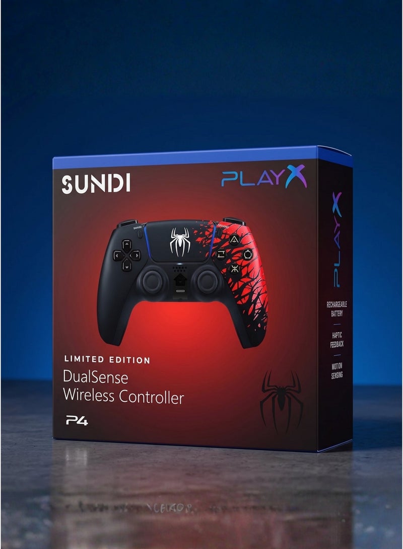 Sundi Wireless Controller for PS4 Spider Print Black & Red V2 Gamepad, DualShock Style Joystick with Non-Slip Grip, 3.5mm Audio Jack, Wireless Bluetooth Gaming Controller for PlayStation 4 Console - Image 5