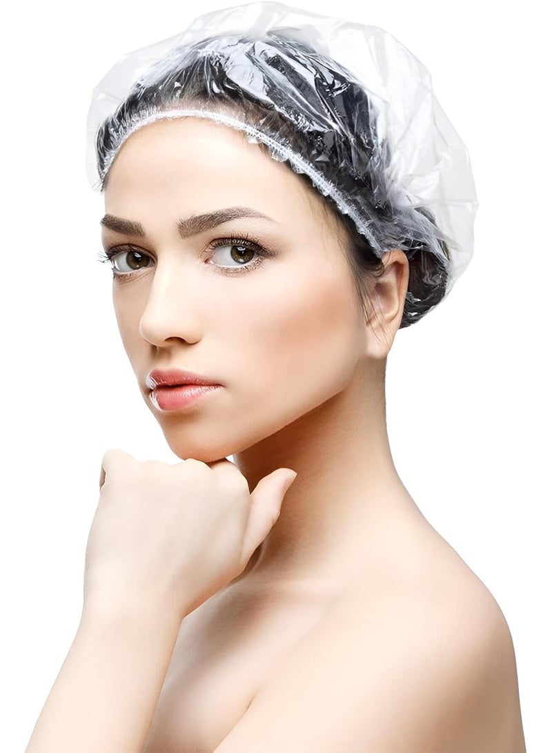 Waterproof Shower Cap – 100-Pack Transparent Disposable Hair Covers with Elastic Band – Durable, Comfortable, and Hygienic Plastic Caps for Spa, Hotel, Salon, Travel & Personal Use - Image 4