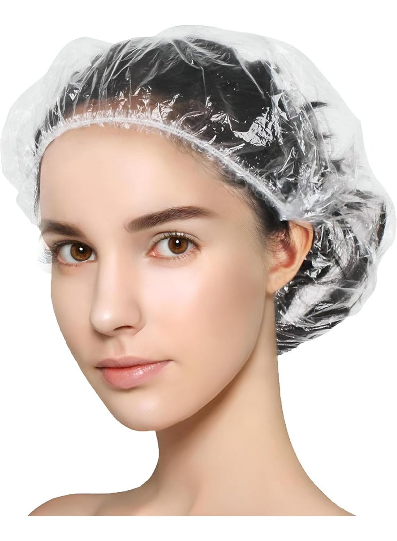 Waterproof Shower Cap – 100-Pack Transparent Disposable Hair Covers with Elastic Band – Durable, Comfortable, and Hygienic Plastic Caps for Spa, Hotel, Salon, Travel & Personal Use - Image 1
