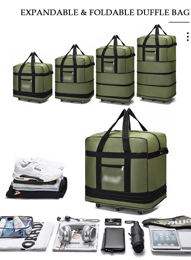 DUNISO حقيبة سفر قابلة للتوسيع، حقيبة سفر قابلة للطي، حقيبة سفر دوارة، 3 طبقات، حقيبة سفر أكسفورد مقاومة للماء، حقيبة سفر 6 عجلات للرجال والنساء، حقائب سفر خفيفة الوزن، حقائب سفر دافل - Image 2