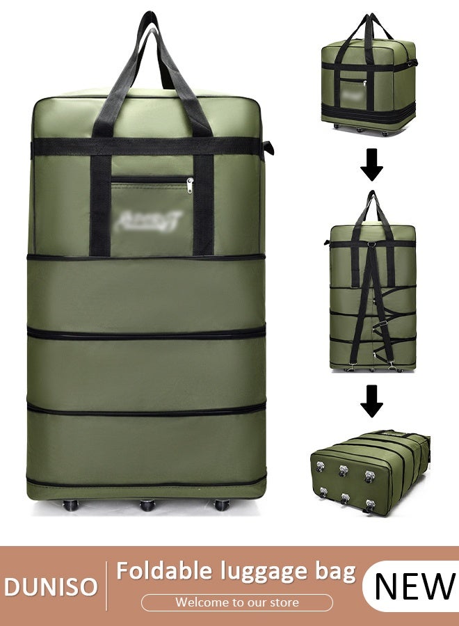 DUNISO حقيبة سفر قابلة للتوسيع، حقيبة سفر قابلة للطي، حقيبة سفر دوارة، 3 طبقات، حقيبة سفر أكسفورد مقاومة للماء، حقيبة سفر 6 عجلات للرجال والنساء، حقائب سفر خفيفة الوزن، حقائب سفر دافل - Image 1