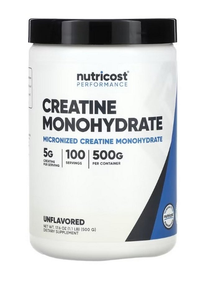 Nutricost - Performance Creatine Monohydrate Unflavored 1.1 Lbs 500 G - Image 1