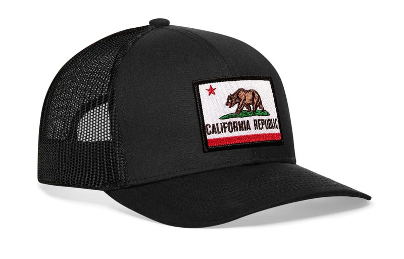 HAKA California Flag Hat – California Republic Trucker Hat CA Baseball Cap Snapback Black - Image 1