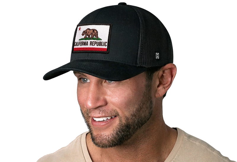 HAKA California Flag Hat – California Republic Trucker Hat CA Baseball Cap Snapback Black - Image 3