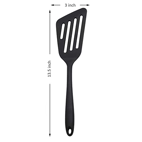 P Plus Fire Large Silicone Cooking Spatulas, Kitchen Utensils for Baking, Heat Resistant Slotted Spatulas, Non-Stick Kitchen Spayulas, Cooking Turner Spatulas, Slotted Flipper Turner (Set of 1, Black) - Image 2