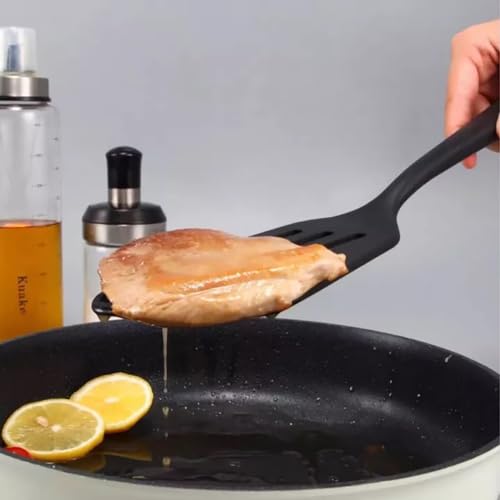 P Plus Fire Large Silicone Cooking Spatulas, Kitchen Utensils for Baking, Heat Resistant Slotted Spatulas, Non-Stick Kitchen Spayulas, Cooking Turner Spatulas, Slotted Flipper Turner (Set of 1, Black) - Image 5