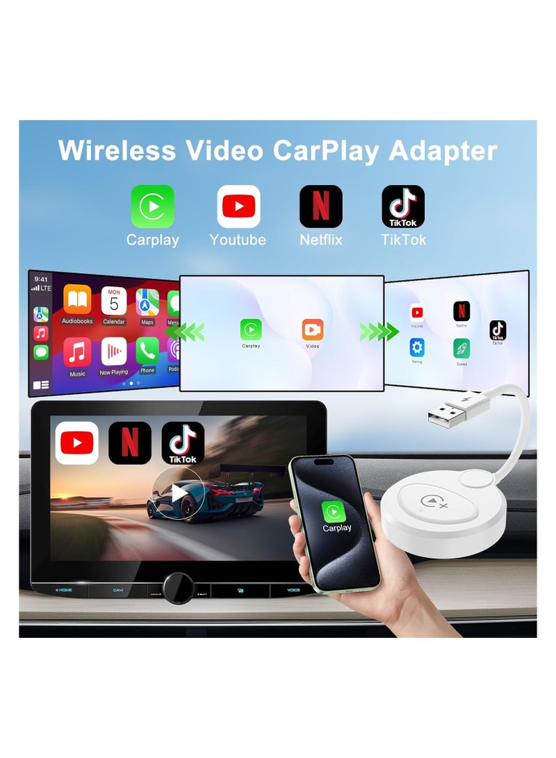 SOLARAE Wireless CarPlay/Android Auto Adapter for Factory Wired Systems, 2024 Upgrade, Plug & Play Dongle for Cars 2015+, iOS 10+, No App Download Required (White) - Image 2