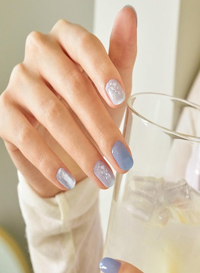 داشينج ديفا أظافر لاصقة قصيرة مربعة الشكل بتصميم أنيق وجذاب باللون الأزرق الهادئ | أظافر جل لاصقة تدوم طويلاً - Image 5