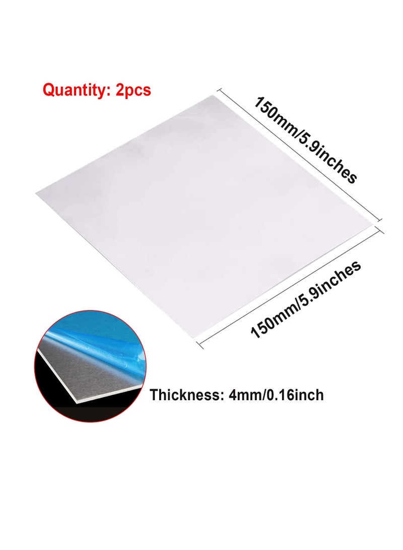 Maxsafe Aluminum Sheet 2Pcs Pure Aluminum Plate Single-Sided Film with Good Elongation - Metal Craft for Shipbuilding, 150x150mm, Thickness 4mm  - Image 2