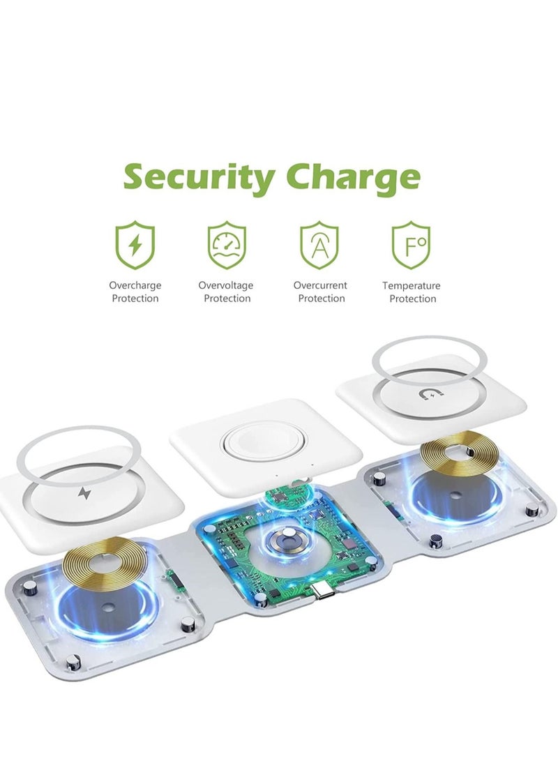 3 in 1 Wireless Charger, Foldable Magnetic Charger Station, 18W Fast Wireless Charging Pad, Compatible with iPhone 14/13/12/11, Samsung Galaxy, AirPods, Google Pixel, Apple Watch  - Image 5