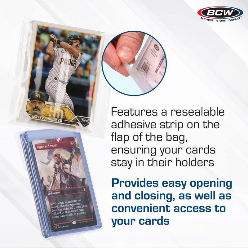 BCW Resealable Team Set Bags â€“ 100 Count | Holds 35 Loose Cards or 5 Standard 35pt Toploaders | Fits Magnetics up to 108pt | Acid-Free Team Bags for Trading Cards & Shipping - Image 3