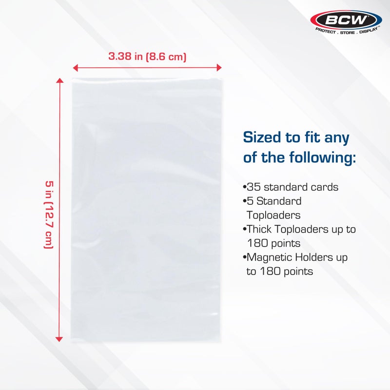 BCW Resealable Team Set Bags â€“ 100 Count | Holds 35 Loose Cards or 5 Standard 35pt Toploaders | Fits Magnetics up to 108pt | Acid-Free Team Bags for Trading Cards & Shipping - Image 4