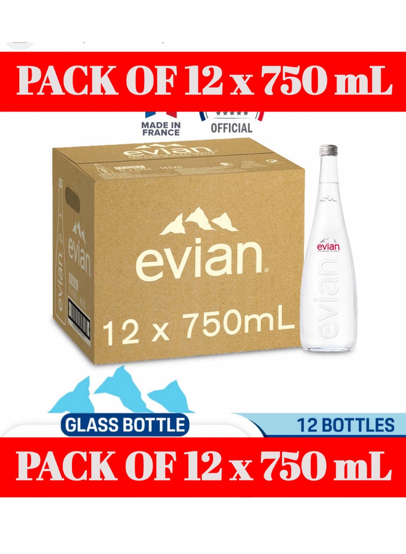 Evian Natural Mineral Water Glass - 750ML (Pack of 12) - Image 1