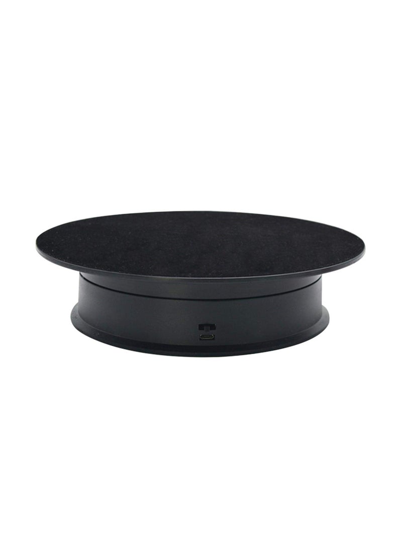 Motorized Rotating Display Stand 360 Degree Automatic Revolving Platform Electric Rotating Turntable Display Stand Rotating Display Turntable for Photography Products and ShowBlack base  black suede