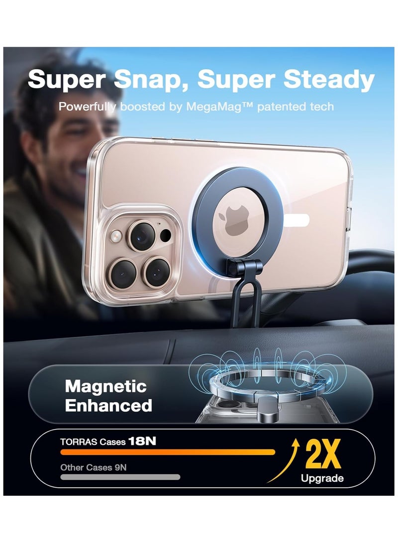 حافظة مغناطيسية لهاتف iPhone 16 Pro مقاس 6.3 بوصة، غطاء ممتص للصدمات، مضاد للخدش، شفاف (شفاف) - Image 3