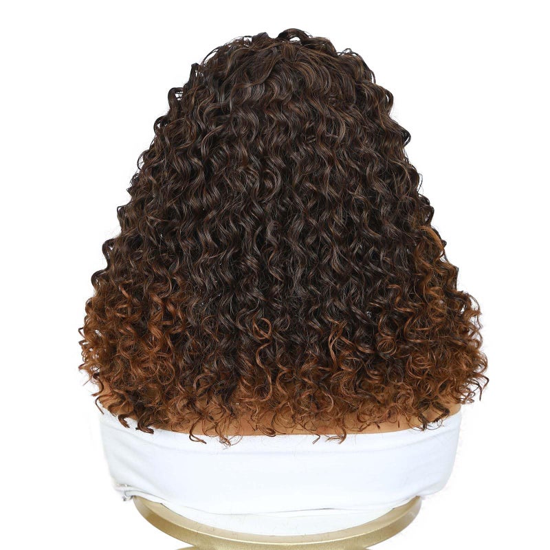 Quantum Love Braided Wig for Black Women Braids Cornrows Lace Curly Wigs 16 Inch Lace Frontal Braided Fully Curly Ombre Brown Bob Synthetic Glueless Wigs - Image 4