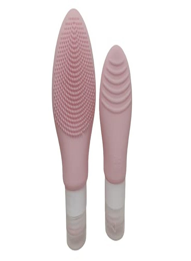 Herrkocraft's Travel Squeeze Bottle Set with Cleansing Brush for thorough cleansing- 90ml and 60ml Bottles - Made of Silicone - Leak-Proof Design - Available in Grey and Pink (Pink) - Image 1