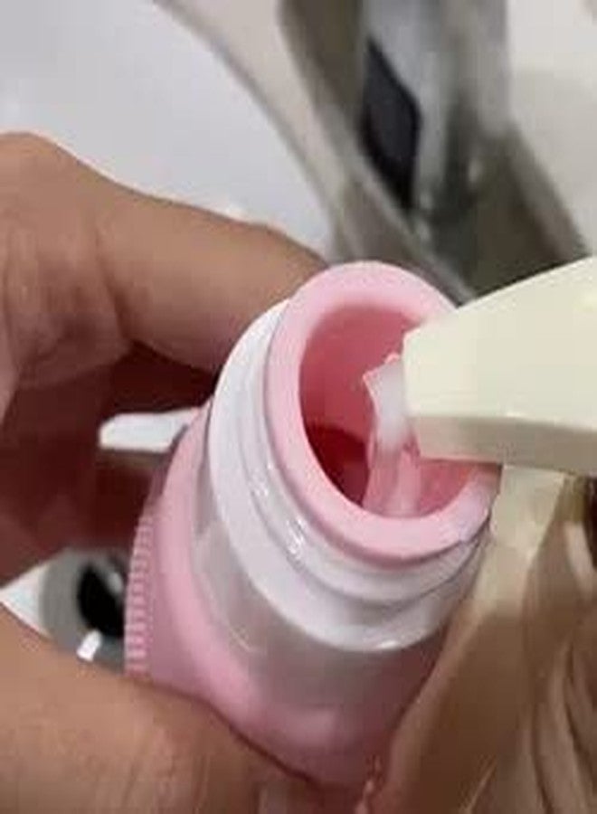 Herrkocraft's Travel Squeeze Bottle Set with Cleansing Brush for thorough cleansing- 90ml and 60ml Bottles - Made of Silicone - Leak-Proof Design - Available in Grey and Pink (Pink) - Image 2