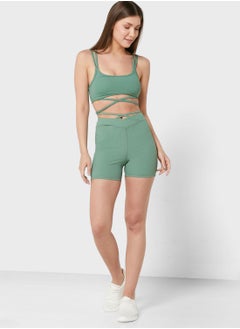 Ribbed High Waist Mini Shorts