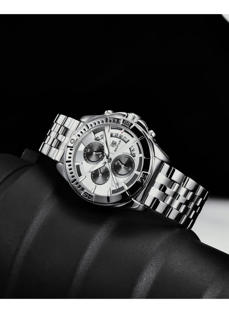 BENYAR Watches for Men Watch Quartz Luxury Stainless Steel  Water Resistant Chronograph Watch 5180 Black - Image 5