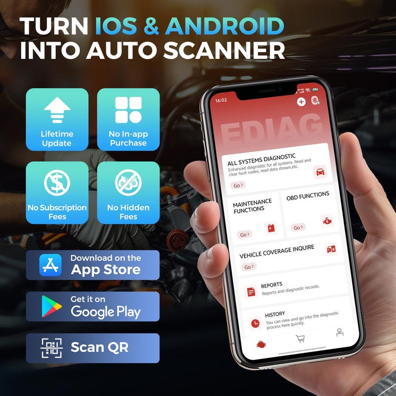 كينج بولين ماسح ضوئي Kingbolen Ediag Elite Obd2، ماسح ضوئي يعمل بالبلوتوث ثنائي الاتجاه، أداة تشخيص جميع الأنظمة لأجهزة Ios وAndroid 15+، إعادة تعيين سريع، بروتوكول Canfd، Fca Autoauth، بدون اشتراكات، تحديث مدى الحياة - Image 5