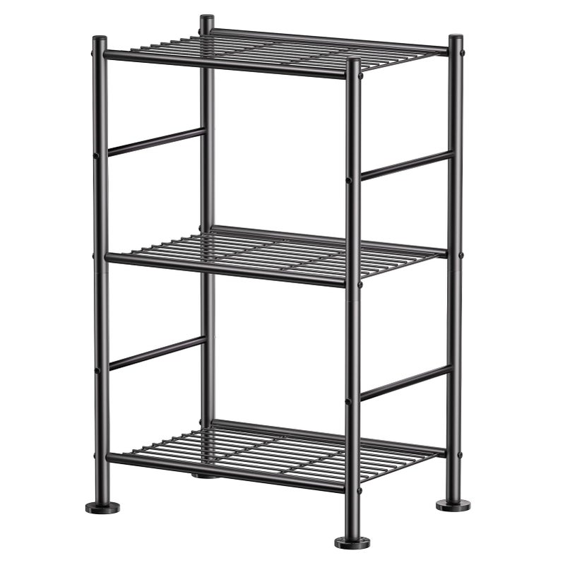 BolDuck 3 Tier Shelf Organizer Rack, Metal Shelving Unit with Adjustable Leveling Feet, Space-Saving Storage Shelves for Closet Laundry Bathroom Kitchen Pantry, 18.11" Wx12.6 Dx29.53 H, Black - Image 1