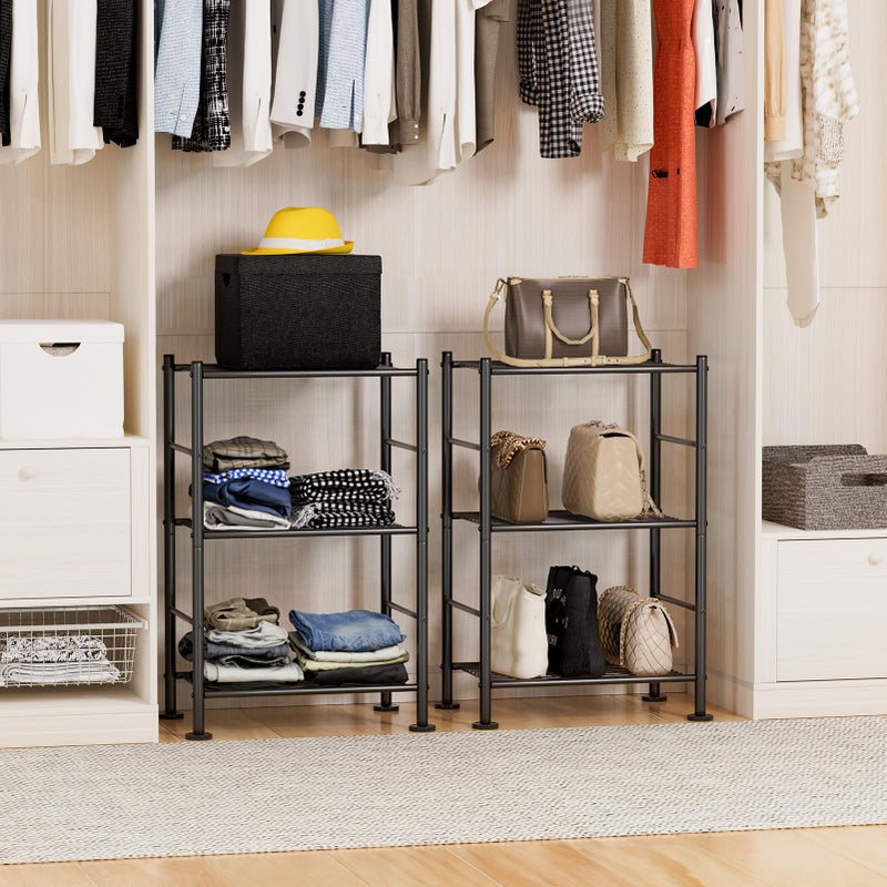 BolDuck 3 Tier Shelf Organizer Rack, Metal Shelving Unit with Adjustable Leveling Feet, Space-Saving Storage Shelves for Closet Laundry Bathroom Kitchen Pantry, 18.11" Wx12.6 Dx29.53 H, Black - Image 2