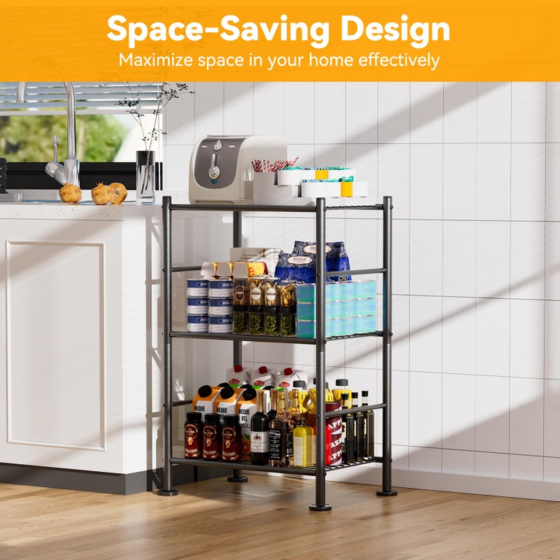 BolDuck 3 Tier Shelf Organizer Rack, Metal Shelving Unit with Adjustable Leveling Feet, Space-Saving Storage Shelves for Closet Laundry Bathroom Kitchen Pantry, 18.11" Wx12.6 Dx29.53 H, Black - Image 3