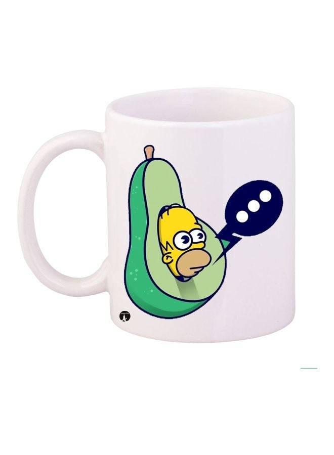 RYN Cartoon Printed Coffee Mug White/Green/Blue 11ounce