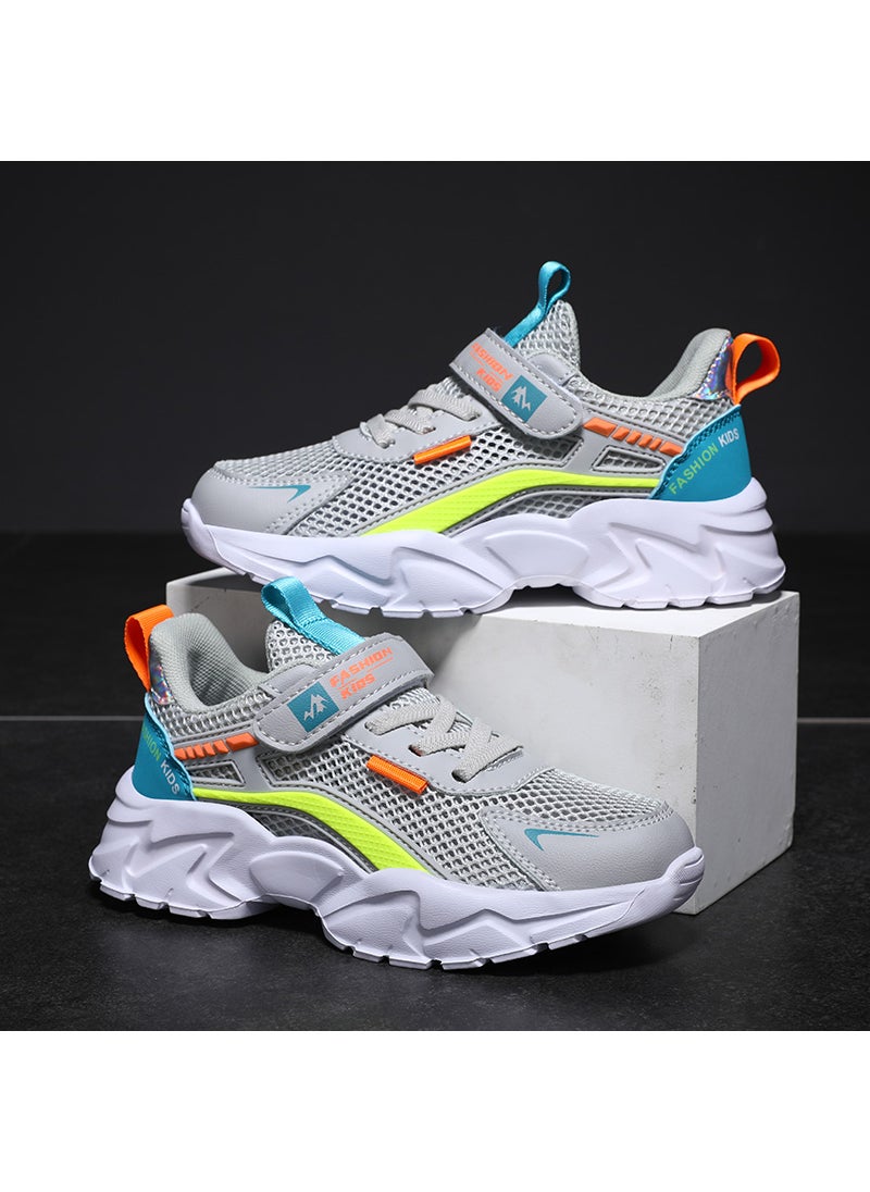 Generic - 1 x 5 pcs Girls Breathable Mesh Summer Sneakers 62255 Gray (single net) impulse - Image 1