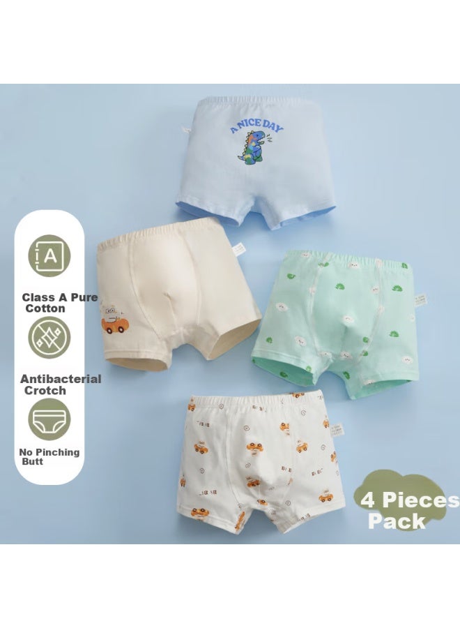 Yuzhaolin Boys' Cotton Boxer Briefs Baby Boys' Underwear Colorful Dinosaur/4 Pack 120 - Image 1