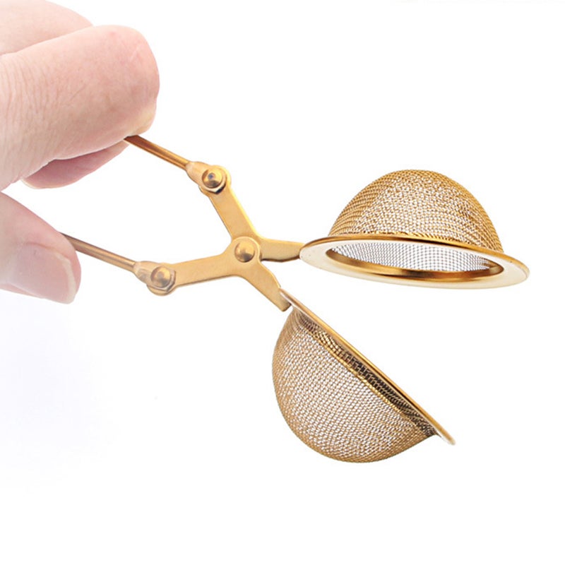 2pcs Useful Tea Strainer Stainless Steel Tea Filter Tea Leaker Household Tea Strainer for Home Office (Golden + Silver) - Image 2