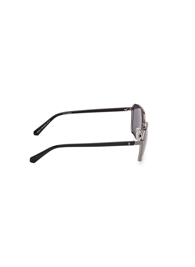 GUESS - Men's UV Protection Rectangular Shape Sunglasses - GU0011708A59 - Lens Size: 59 Mm - Shiny Gunmetal - Image 1