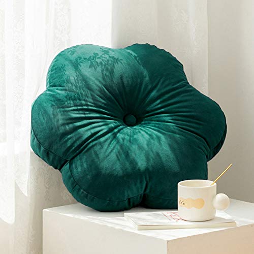 Peach Cuddle Flower Shaped Floor Cushion for Kids Room (Pack of 1, 16x16 inch, Jade Green) Living Room, Bedroom, Patio, Luxury Furnishing for Kids Room, Velvet Cushion - Image 5