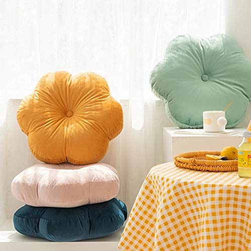 Peach Cuddle Flower Shaped Floor Cushion for Kids Room (Pack of 1, 16x16 inch, Jade Green) Living Room, Bedroom, Patio, Luxury Furnishing for Kids Room, Velvet Cushion - Image 2