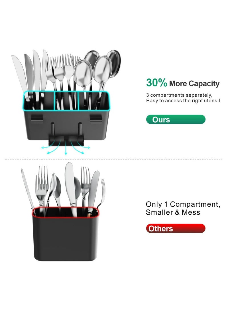 Toshionics Small Dish Drying Rack in Sink - Kitchen Counter Dish Rack for RV Small Kitchen, 14.9" x 10.1" Dish Drainer with Drainboard, Utensil Holder, Dish Holder for Sink, Black - Image 3