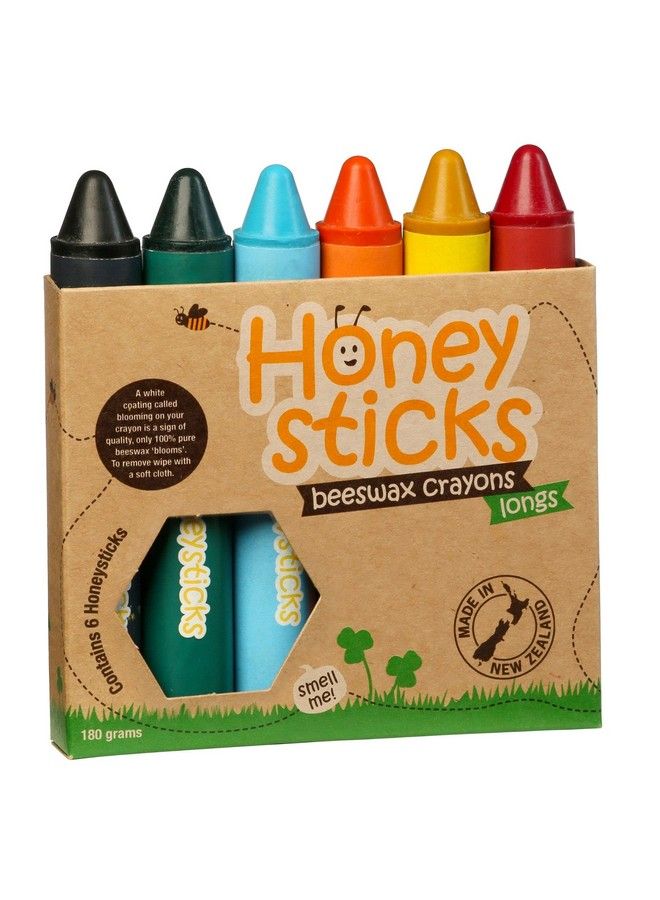 Honeysticks ألوان شمع العسل 100% نقية - أقلام شمع عملاقة للأطفال والرضع - آمنة للأطفال وغير سامة - أقلام شمع للأطفال من عمر 24 شهر - ألوان غذائية - سهلة الاستخدام والإمساك - مصنوعة يدويًا - عبوة 6 قطع - Image 2