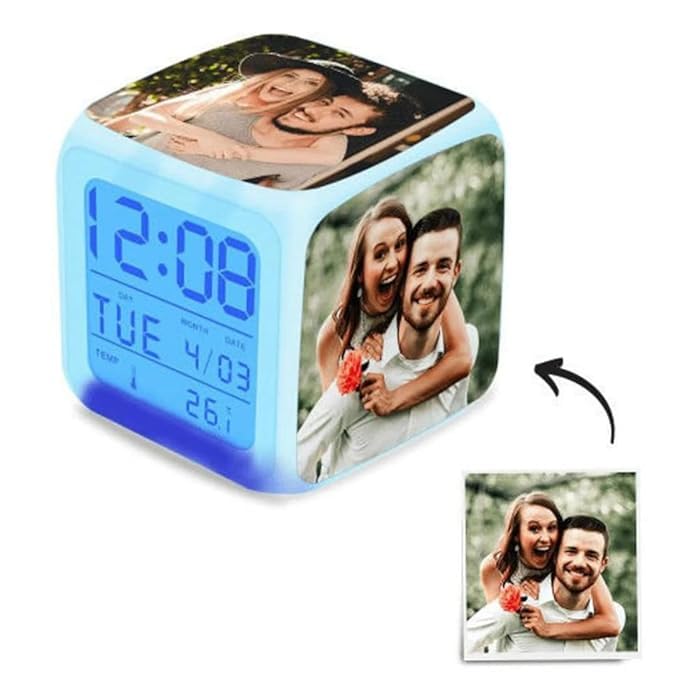 Chaher Sublimation Wholesale LED Digital Clock Colorful Plastic Cube 4 Sides Sublimation Blank Digital Clock Automatic Sensor Date Temperature - Image 5