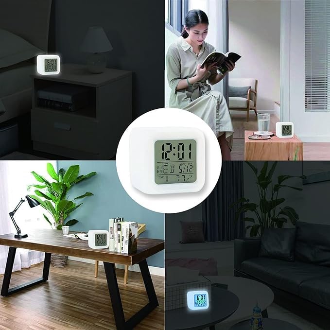 Chaher Sublimation Wholesale LED Digital Clock Colorful Plastic Cube 4 Sides Sublimation Blank Digital Clock Automatic Sensor Date Temperature - Image 4