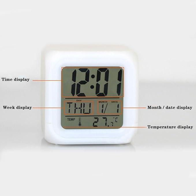 Chaher Sublimation Wholesale LED Digital Clock Colorful Plastic Cube 4 Sides Sublimation Blank Digital Clock Automatic Sensor Date Temperature - Image 3