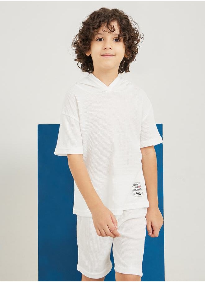 Styli - Waffle Knit Hooded T-Shirt & Shorts Set - Image 1