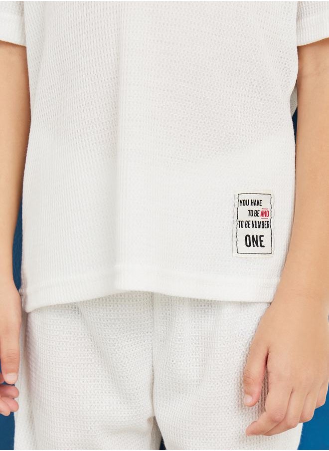 Styli - Waffle Knit Hooded T-Shirt & Shorts Set - Image 1