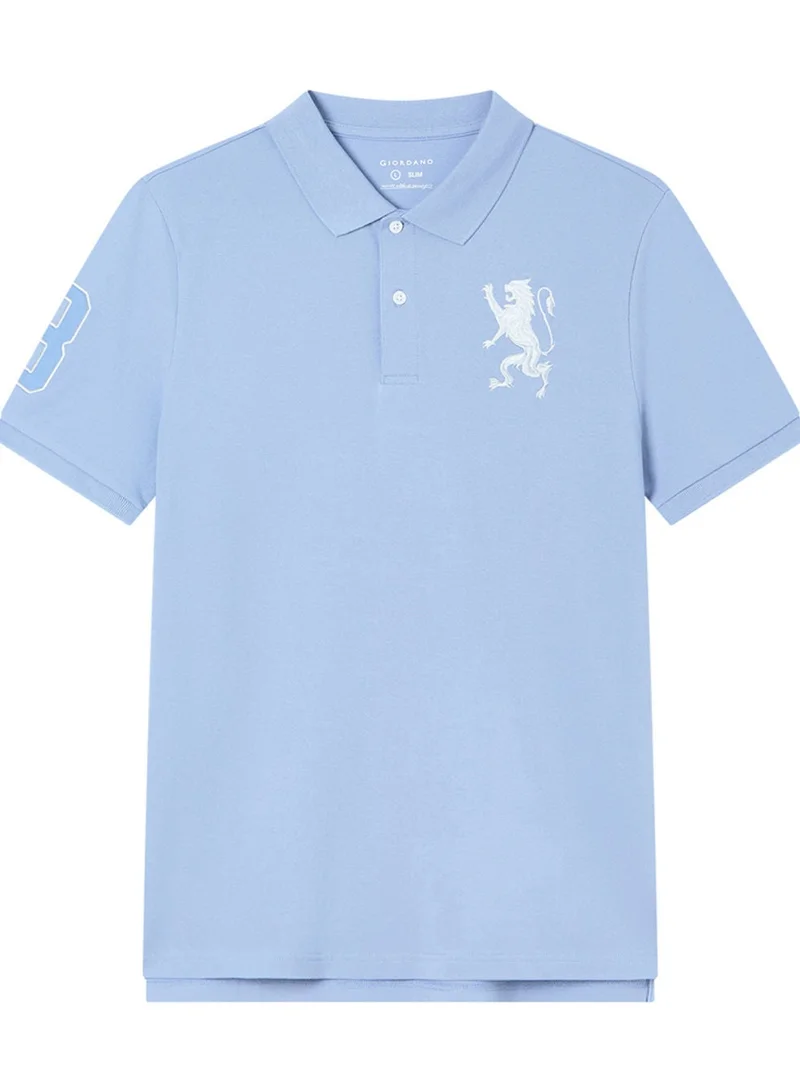 GIORDANO  Men’s Slim Fit 3D Lion Embroidery Lycra Pique Polo for Men | Best Price UAE
