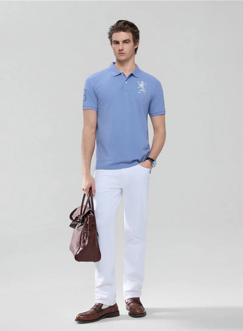 GIORDANO  Men’s Slim Fit 3D Lion Embroidery Lycra Pique Polo for Men | Best Price UAE
