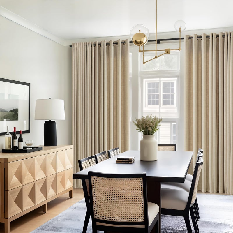 DUKIYO Beige Sand Linen Curtains 86 Inches Long 2 Panels Set for Living Dining Room Grommet Semi Sheer Linen Drapes Boho Farmhouse Oatmeal Tan Floor to Ceiling 86 Inch Length Curtains for Bedroom 52x86 - Image 2