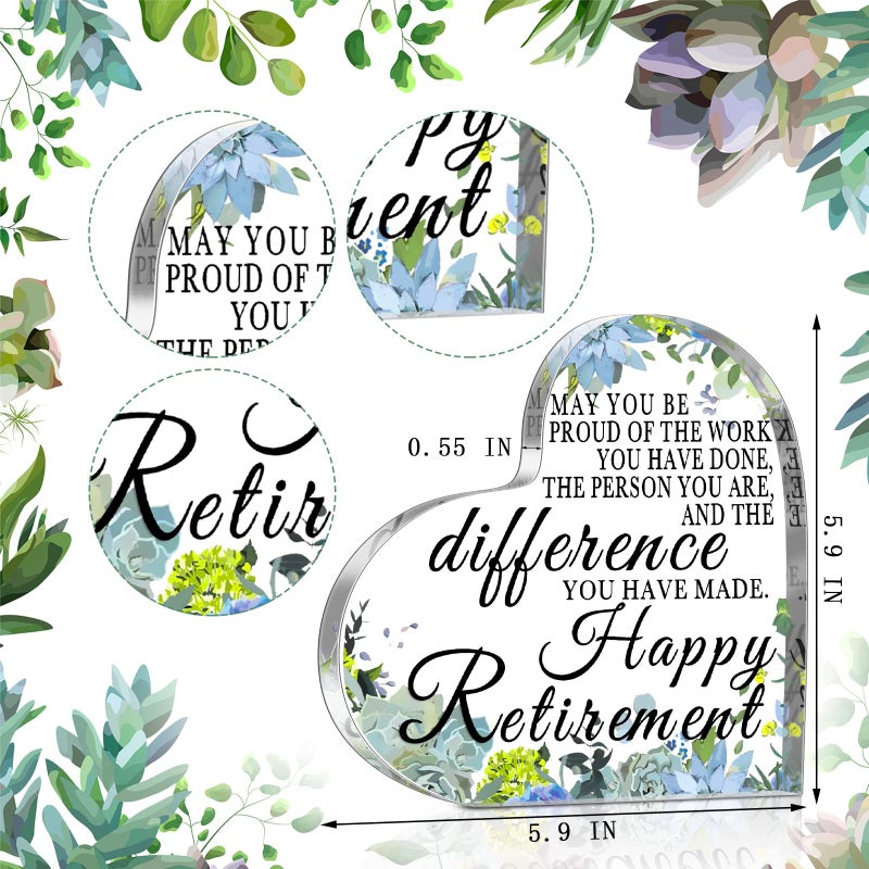 Chunful Chunful Retirement Gift for Women Men Retirement Plaque Happy Retirement Gifts Inspirational Retirement Ornament Acrylic Heart Retirement Gift for Coworker Retired Teachers Nurses Mom Retirees(Heart)  - Image 2