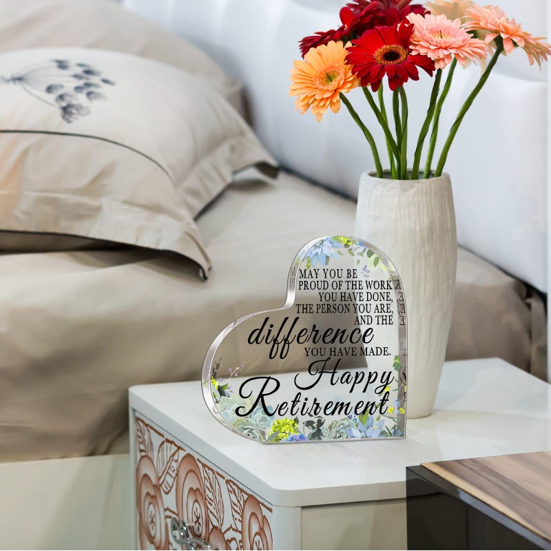 Chunful Chunful Retirement Gift for Women Men Retirement Plaque Happy Retirement Gifts Inspirational Retirement Ornament Acrylic Heart Retirement Gift for Coworker Retired Teachers Nurses Mom Retirees(Heart)  - Image 5