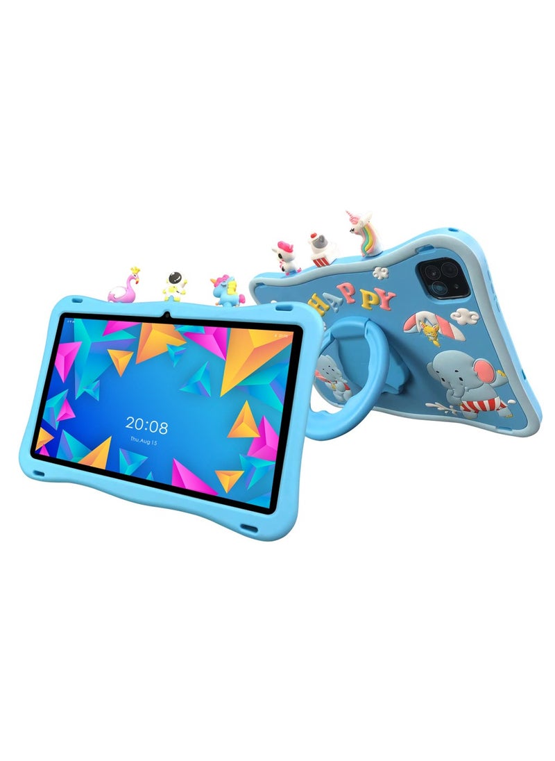 Oteeto - Oteeto TAB 10 Kids Tablet/10.1 Inch IPS/Octa Core 1.8 GHz Processor/6GB RAM + 128GB ROM/5MP Front + 8 MP Rear Camera/Single SIM 4G Network/8000 mAh/Android 13/Includes Sticker, Little Doll 5 pcs (Blue) - Image 1