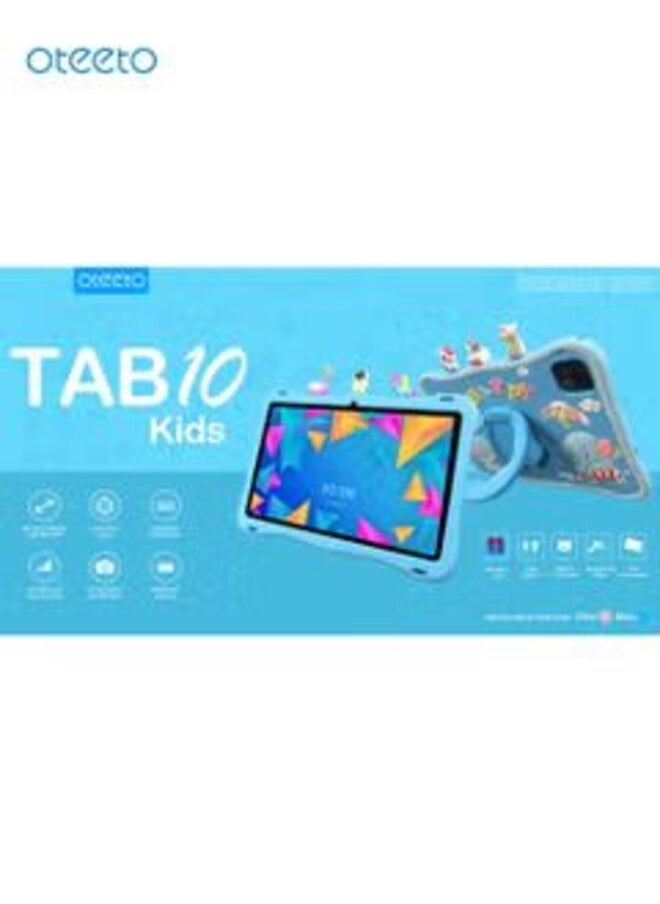 Oteeto - Oteeto TAB 10 Kids Tablet/10.1 Inch IPS/Octa Core 1.8 GHz Processor/6GB RAM + 128GB ROM/5MP Front + 8 MP Rear Camera/Single SIM 4G Network/8000 mAh/Android 13/Includes Sticker, Little Doll 5 pcs (Blue) - Image 1